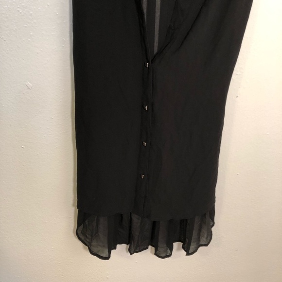 Cache Sleeveless Button Down Blouse Black Studded - Picture 3 of 10